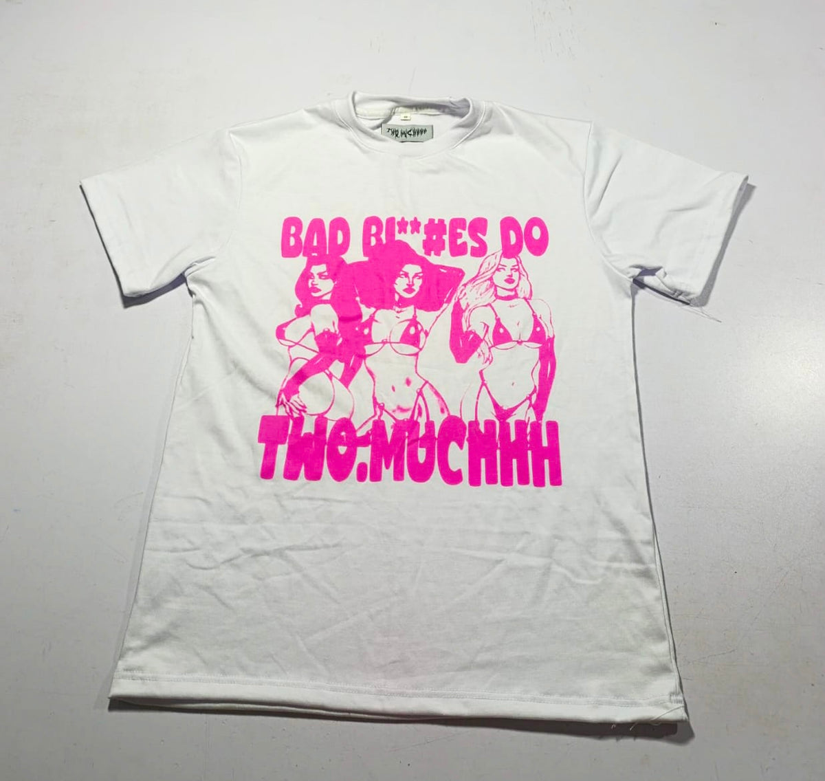 All White Orange & Pink Graphic T
