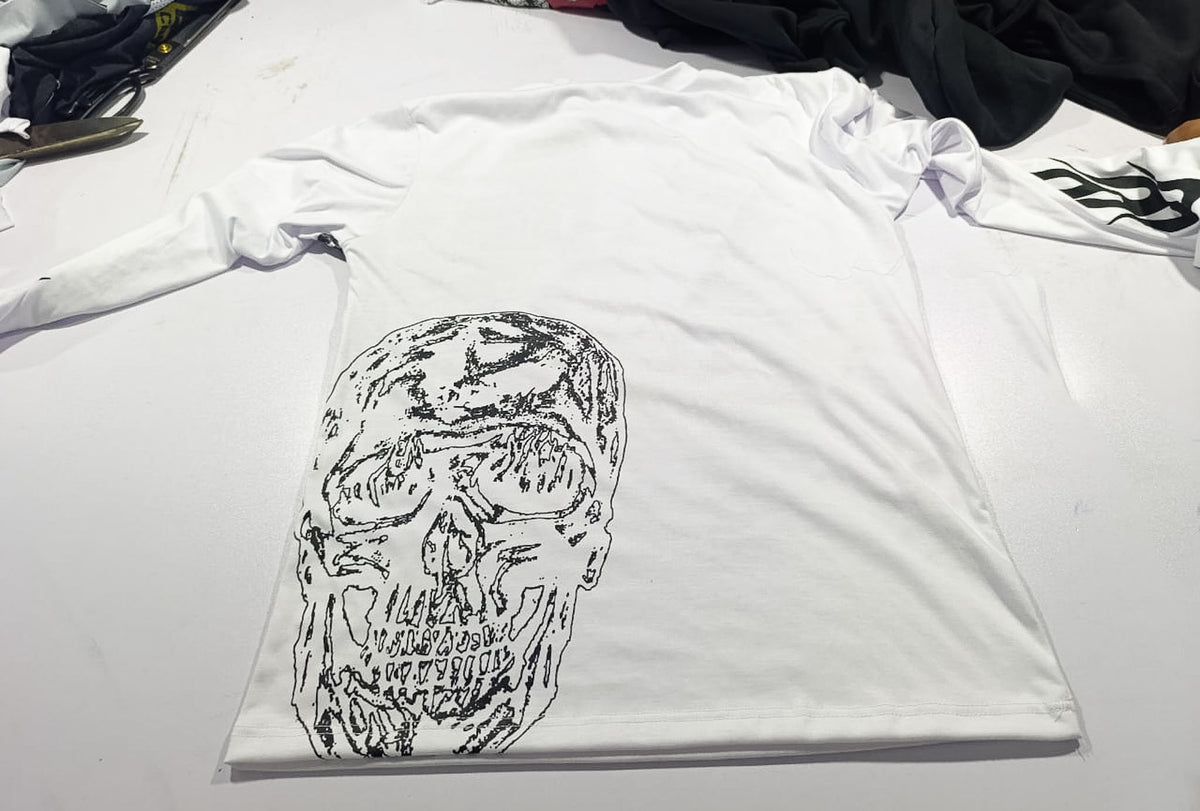 All White Red & Black Long Sleeve T Shirt